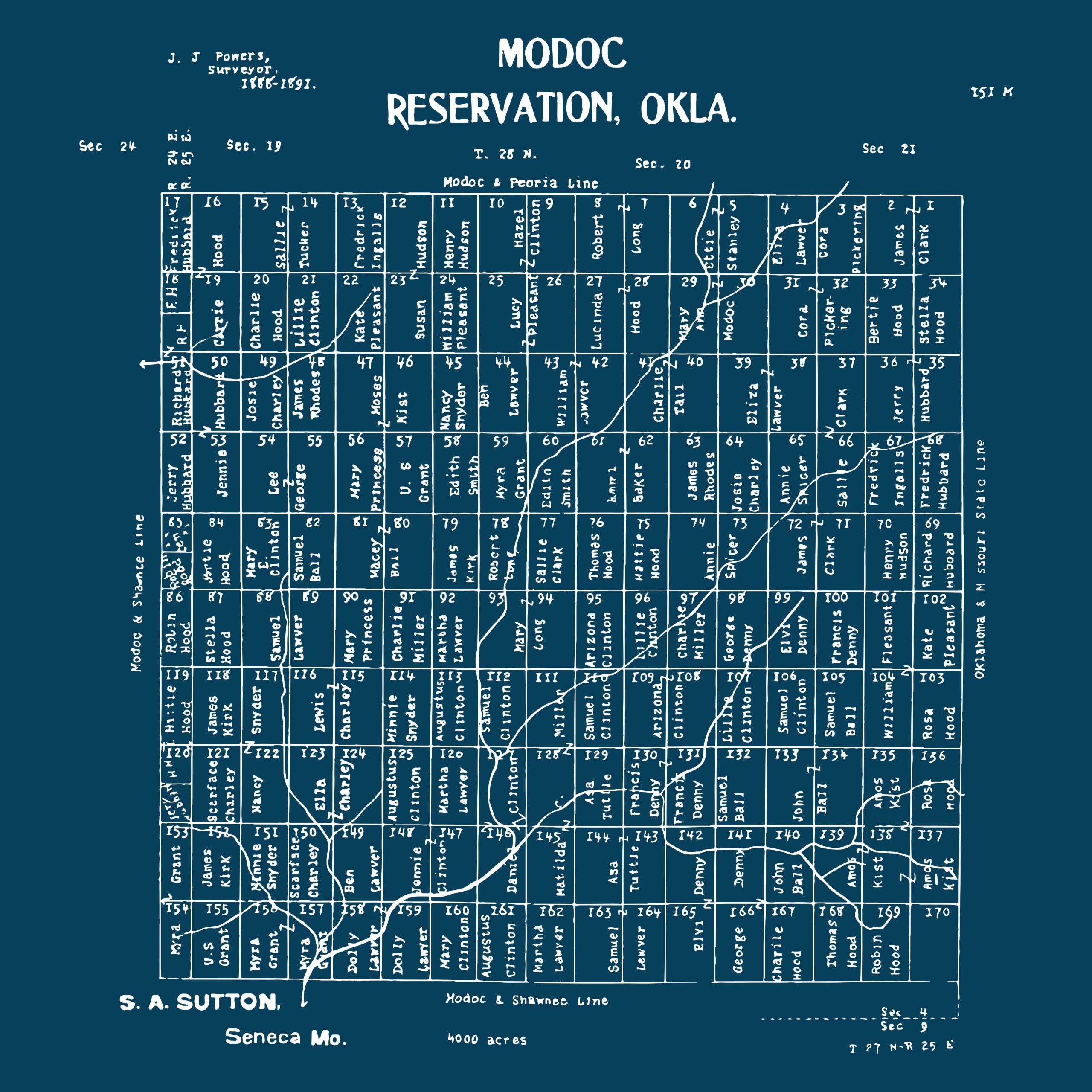 Modoc Reservation Allotment Map 1888